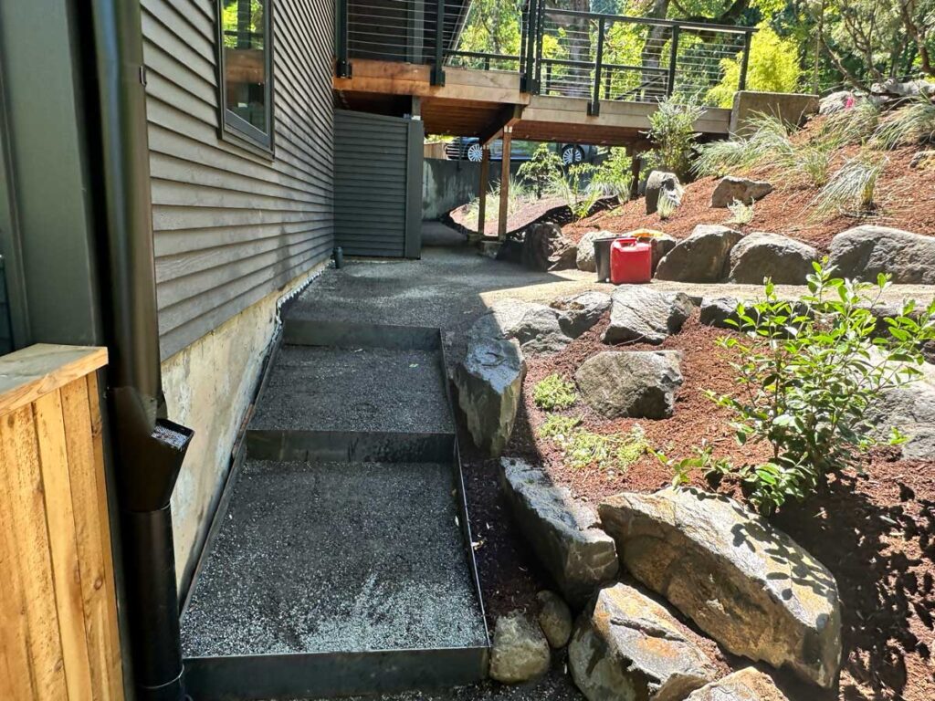 landscaping boulder steps deck