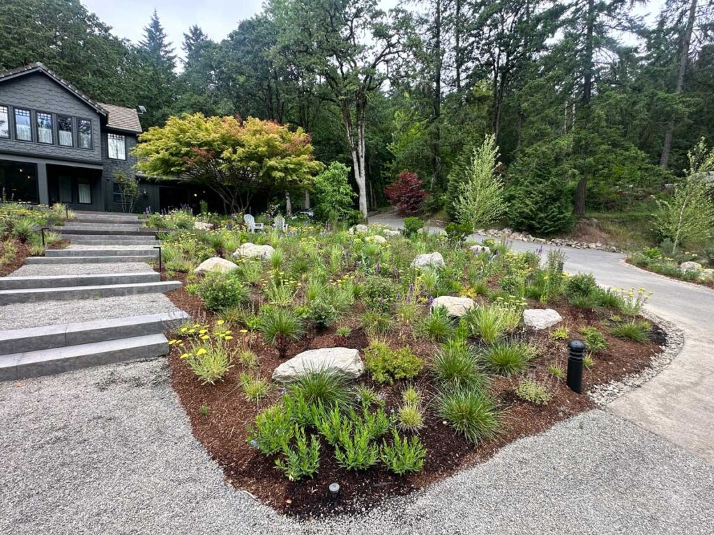 rock path steps landscaping