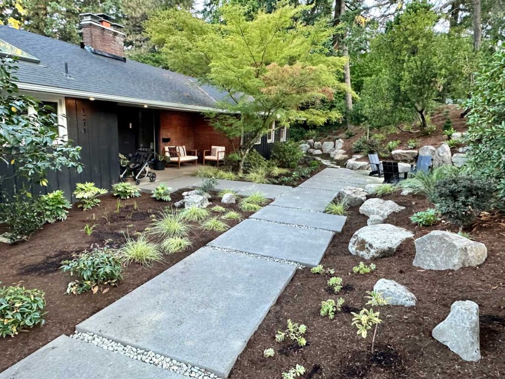 rock walkway sidewalk landscaping